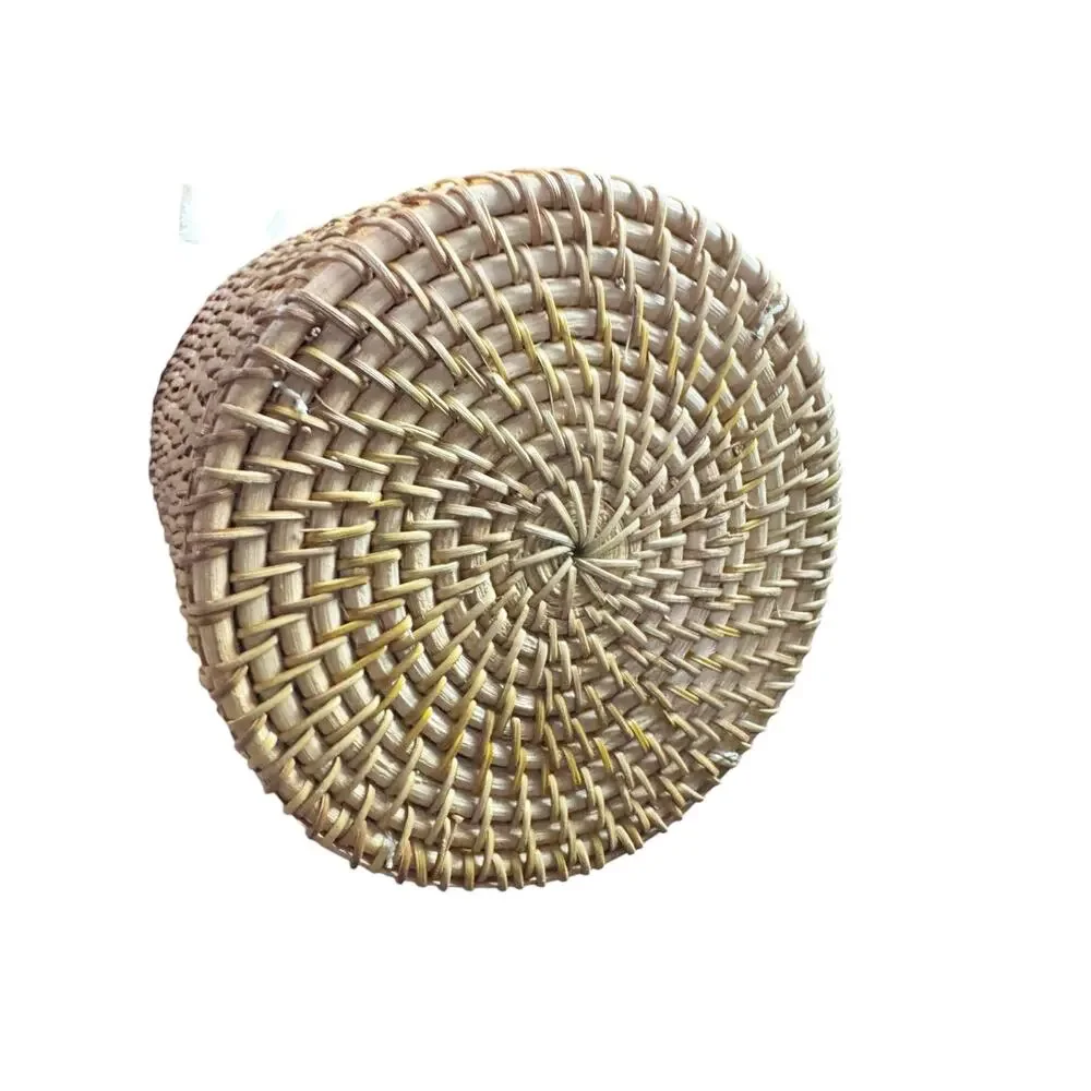 J.Crew Handknotted Rattan Bucket Bag Wood Beaded Top Handle Straw Purse NWOT
